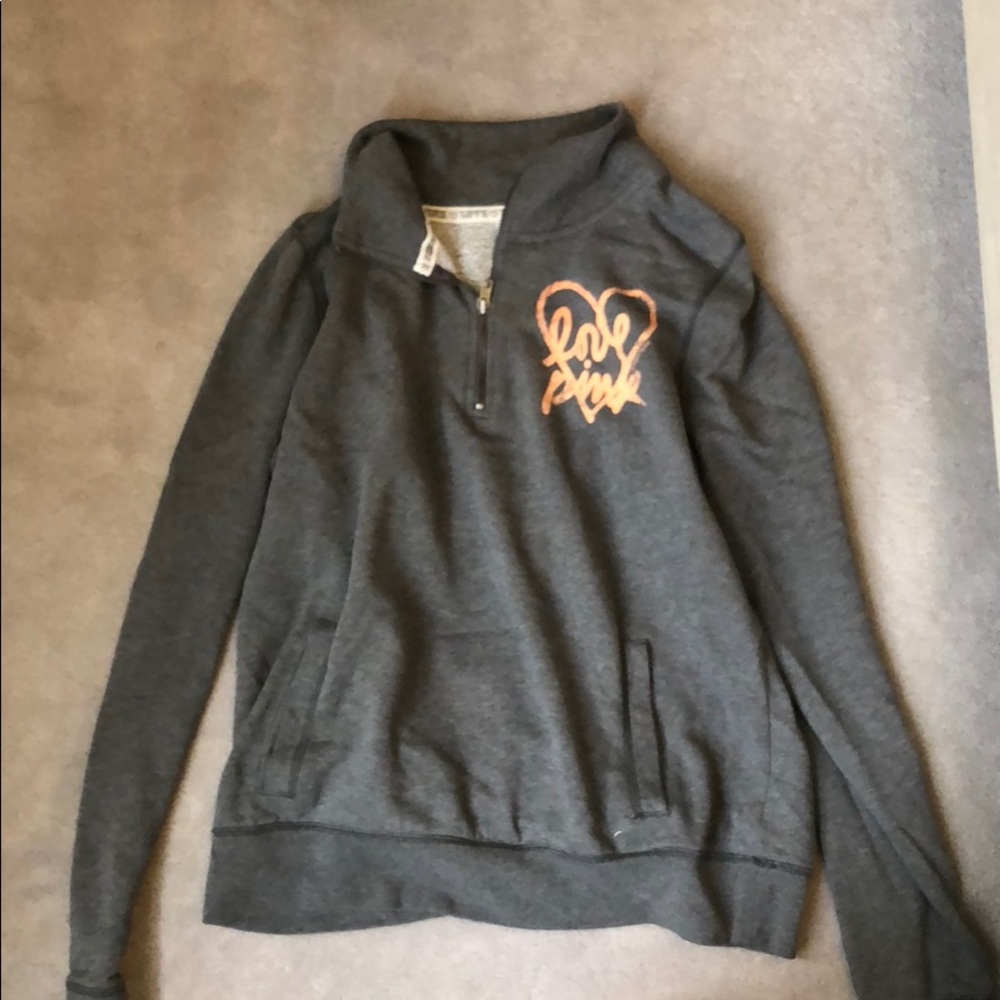 Victoria secret pink grey quarter zip